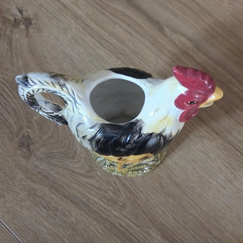 Calderone Hand Painted Collection Rooster Pitcher‎ Creamer Jug Farmhouse Kitchen